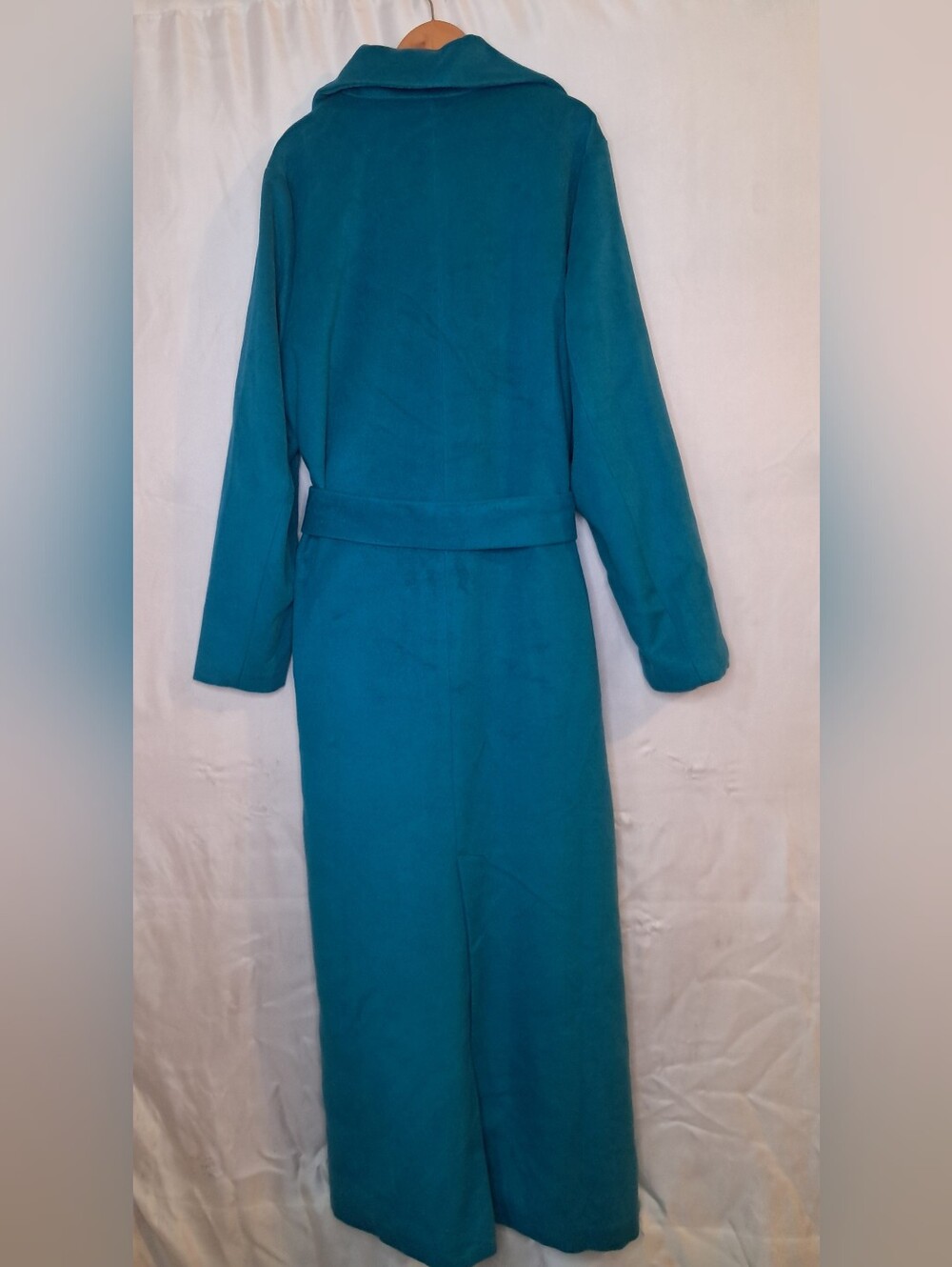 NWT Fashion Nova Soho Chic Coat Long Turquoise Belted 1X - Picture 2 of 9